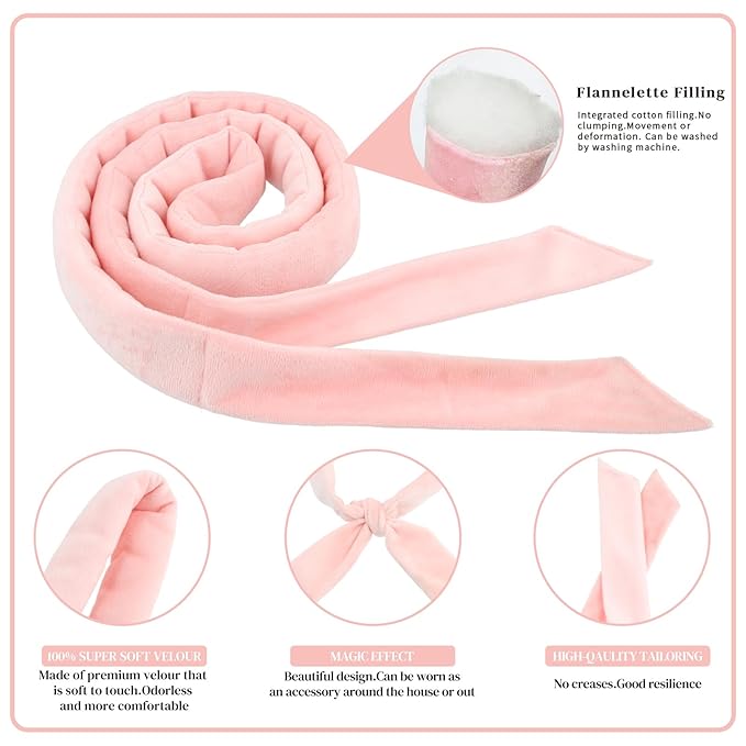 Heatless Curls Overnight Hair Curlers to Sleep In Overnight Curls for Women Heatless Hair Curler for Long Hair Overnight Headband （Pink）