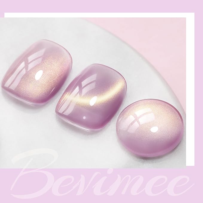 Cat Eye Gel Polish Light Purple Glass Jelly Magnetic Nail Polish Gel Smoothie Glitter Gloss Shine Mauve Color Velvet UV Gel Polish for Valentine's Day Gift Nail Art Manicure DIY at Home 12ml
