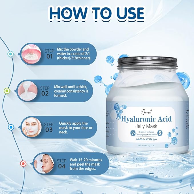 Pjordo Jelly Masks Set for Facials Professional, Hyaluronic Acid Jelly Mask Powder with Mixing Bowl Set, Peel Off Hydrojelly Mask for Moisturizing & Deep Hydration, Spa Use for All Skin