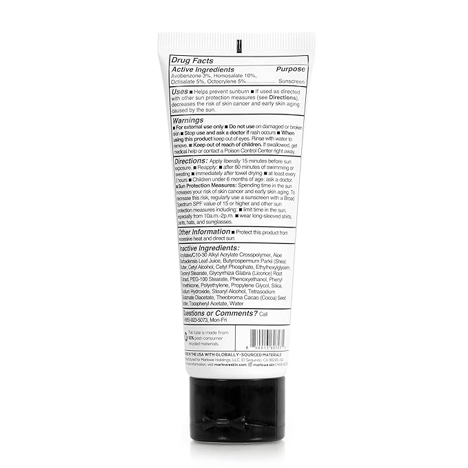 MARLOWE. Face Moisturizer with SPF 50, 3.4 oz, Lightweight, Non-Greasy Daily Sunscreen Lotion to Protect, Hydrate & Nourish, Clean, Vegan Formula with Aloe Vera & Shea Butter, Fragrance Free