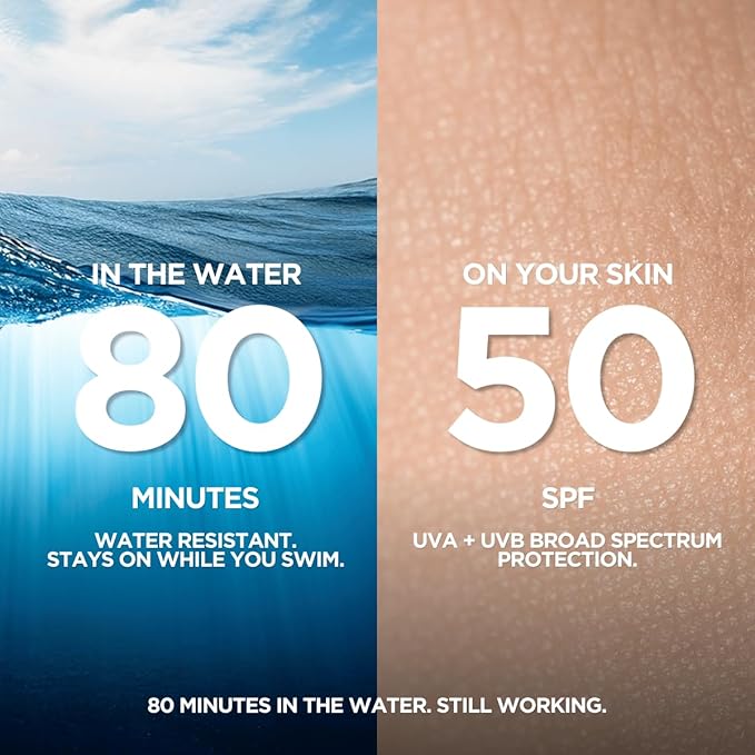 Surface Sunscreen Spray SPF 50 for Body, Natural Formula, Lightweight and Reef Friendly, Broad Spectrum UVA UVB Protection, Water Resistant Sun Care for Outdoor Use, Fragrance Free, 6oz