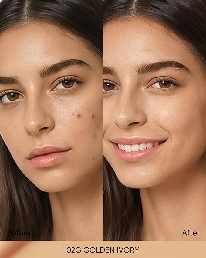 SKINTIFIC Full Coverage Cushion Foundation #02G Golden Ivory| Satin Glow Finish, Oil-Control & Waterproof, Buildable Tattoo Cover Cushion for All Skin Types