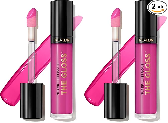 REVLON Super Lustrous Lip Gloss, Non-Sticky, Hydrating, High Shine Finish, 232 Pink Obsessed, 0.13 oz (Pack of 2)