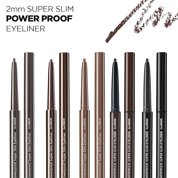 THESAEM Eco Soul Powerproof Super Slim Eyeliner - Smudge Proof Gel Eyeliner - Micro Precision Tip (2mm) - Highly Pigmented & Long-lasting Eye Makeup Glides on Smoothly, 0.1g (BR05 Choco Brown)