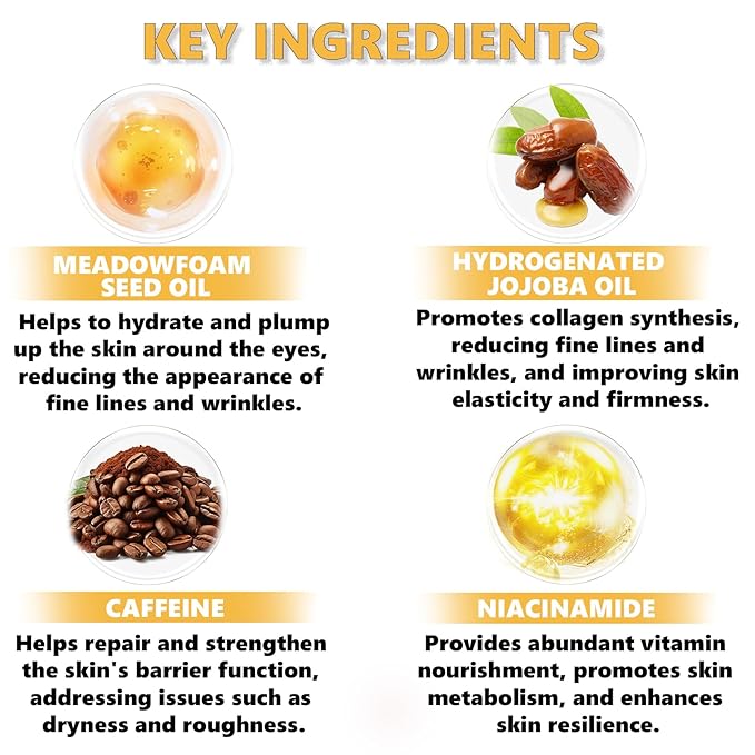 Daytime Eye Cream with 2% Jojoba Oil Anti-Wrinkle Anti-Aging Moisturizing Under Eye Cream 1% Caffeine | Fight Fatigue, Dark Circles & Puffiness (3 Pack 15g Each)