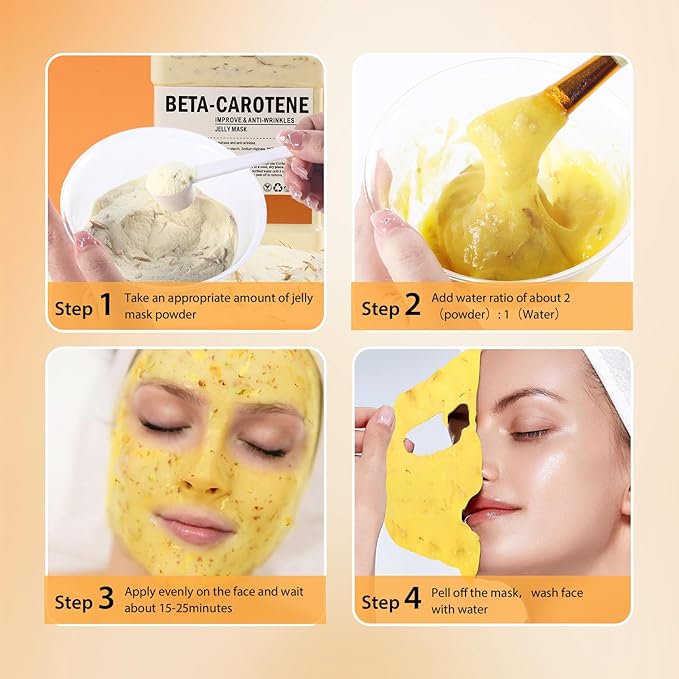 Hydro Jelly Masks for Women Home Spa,Hydrating & Moisturizing Peel-Off Rubber Gel Face Mask Skin Care,Professional Jelly Mask for All Skin Types 23 Fl Oz（ BETA-Carotene）
