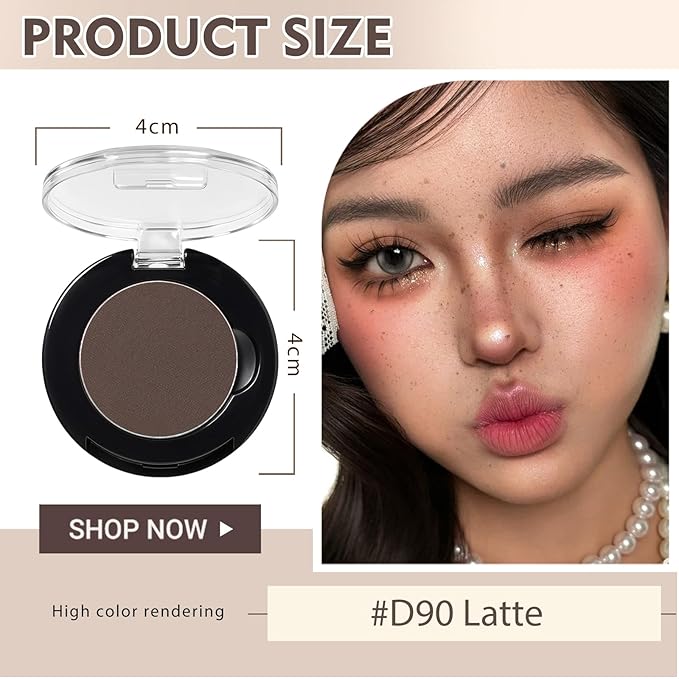 Refillable Eyeshadow Palette - Matte/Glitter/Duo-Chrome Pressed Powder & Cream Formula, Neutral/Shimmer/Smokey Multichrome, Travel-Friendly Iron Pan Refills (Matte, D90)