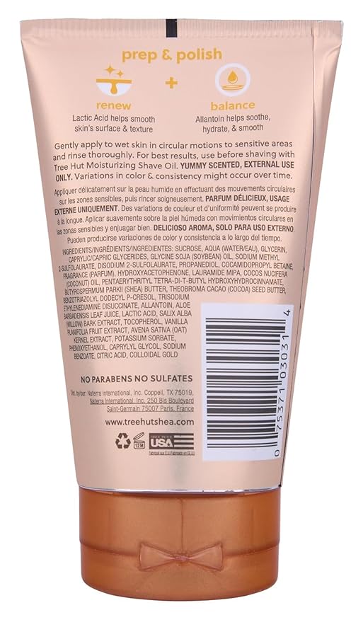 Tree Hut Vanilla Shave Prep Polish, Exfoliating & Smoothing Formula to Soften Skin and Prep for a Close, Comfortable, Hydrating Shave Care, 7 fl oz