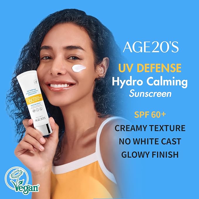 AGE20'S UV Defense Hydro Calming Sunscreen SPF 60+ | Korean Sunscreen | Moisturizing Creamy Formula, No White Cast, Lightweight Finish | Green Tea + Aloe Vera | Dermatest Excellent | 1.69 fl.oz*2ea | UV Defense, Hydro Calming, Korean Sunscreen, No Whit...