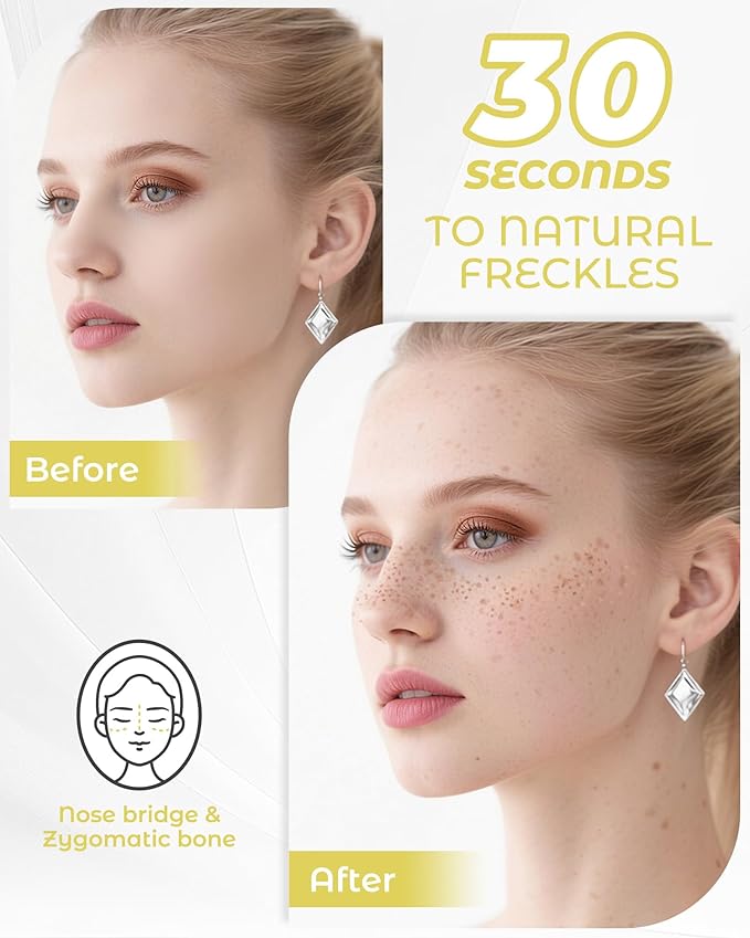 Upgrade Dual Ended 2-in-1 Faux Freckle Stamp Pen, Waterproof Fake Freckle Pen with Multi-Prong Freckles Stamp Head for Women to Easily Create Natural Long-Lasting Sunkissed Makeup