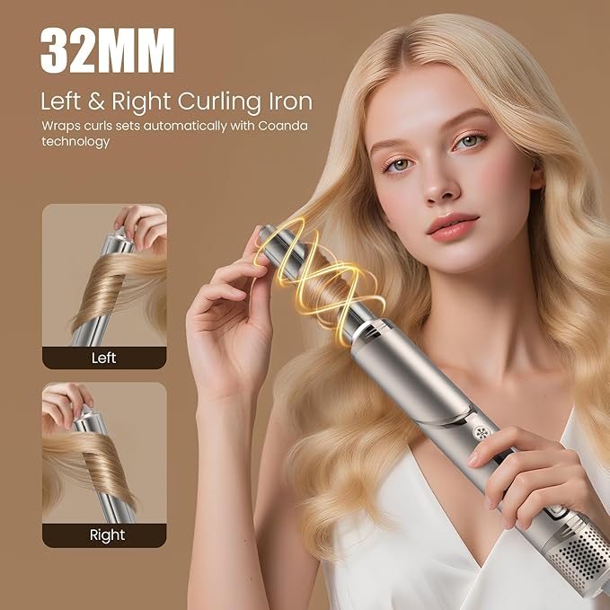 FRANO Hot Air Styler & Blow Dryer Brush 8-in-1, Ionic Hair Styler for Volumizing, Curling, Straightening, Fast Drying with Auto-Wrap Curlers, Frizz-Free & No Heat Damage, Ideal Gift for Women