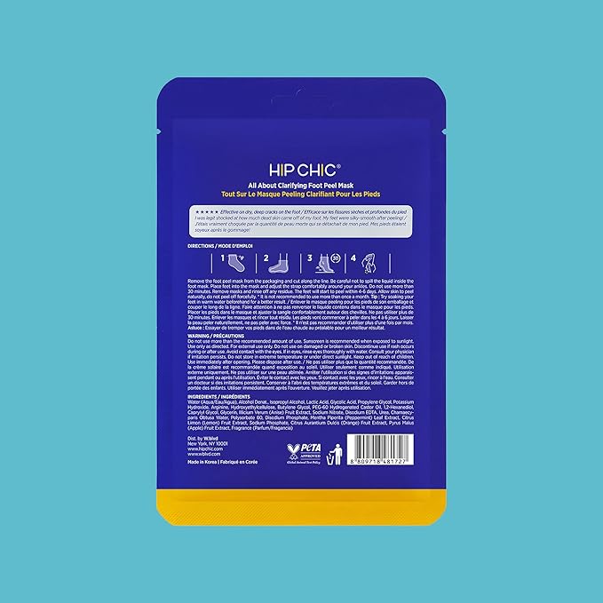 Clarifying Foot Peel Mask, Moisturizing, for Cracked Heels & Excessive Dead Skin, AHA, Soft Smooth Touch Feet, One Size for Men & Women, Self Home Care, 12 Packs