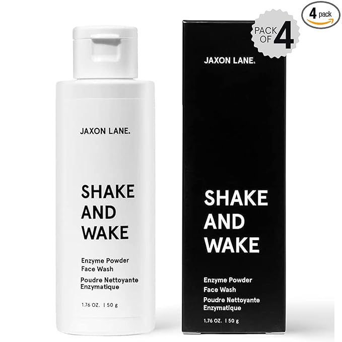 JAXON LANE SHAKE AND WAKE Exfoliating Powder Face Wash w/Papaya Enzymes Powder, Aloe Vera, Vitamin C, Vitamin E, Niacinamide Serum, AHA | Anti Aging Deep Pore Cleanser & Acne Face Wash (4 Bottles)