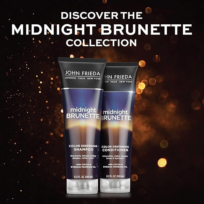 John Frieda Midnight Brunette Conditioner, Color Deepening Conditioner to Enhance and Refresh Brunette Tones, Infused with Cocoa and Primrose Oil to Nourish and Enhance Brunette Tones, 8.3 Oz