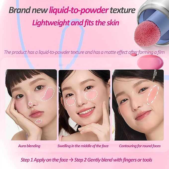 Aztk Liquid Blush, Jelly Color Liquids Blushes with Sponge Head, Matte Nude Makeup Blusher Cream, Lasting, Lightweight, All-day Moisturizing and Smooth, Lightweight Face Color, 7 Shades (JC06, 5ml)