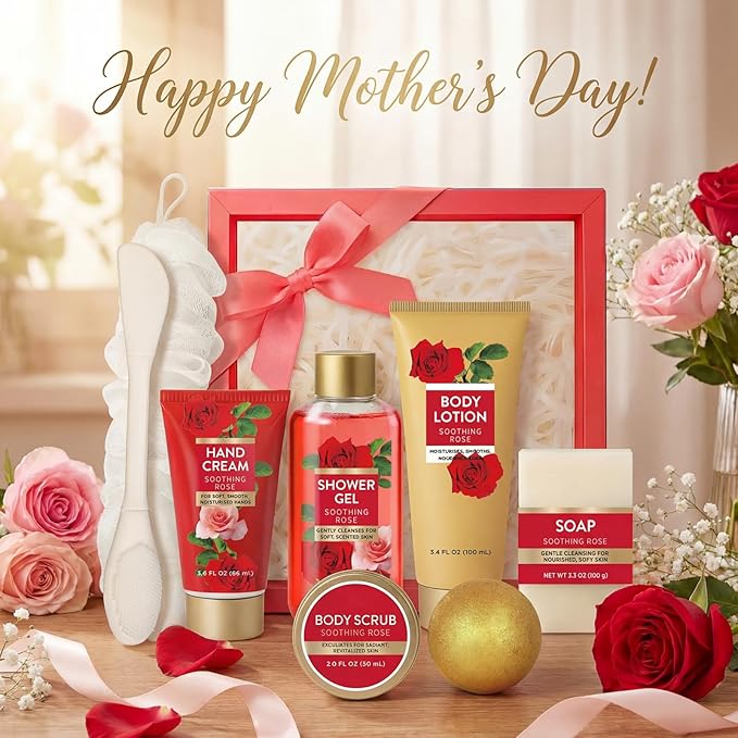 Spa Luxetique Gifts for Women 8pcs of Romantic Rose Gift Set for Women Bath and Body Works Gift Set Spa Gift for Womens Birthday Gift for Womens Mom Wife Girlfriend Mothers Day Gifts