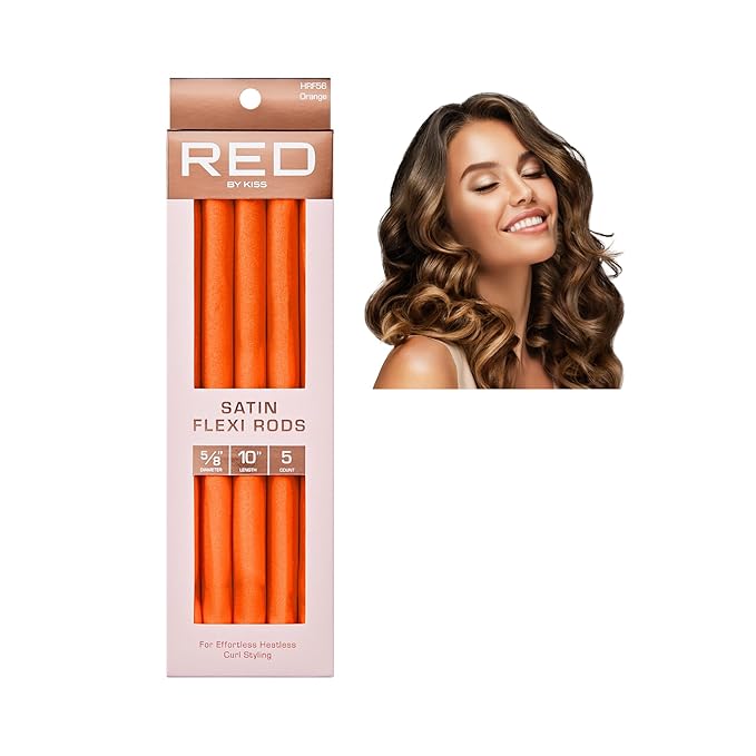 Red by Kiss Satin Flexi Heatless Curling Rods, Damage Free & Frizz Free No Heat Soft Curls, Silky Satin to Prevent Breakage, Comfortable Pin-Free Styling, Gentle Rollers for All Hair Types