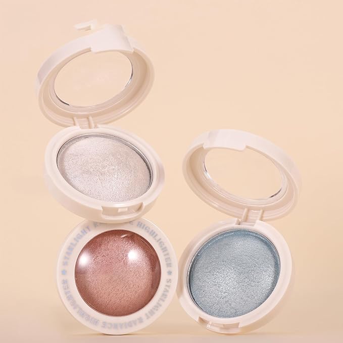 Brown Chromatic Highlighter, Face Glitter Starlight Radiance Chromatic Highlighter, Long Lasting High Pigmented Waterproof Multi-function Glitter Eyeshadow Rainbow Face Paint, #04