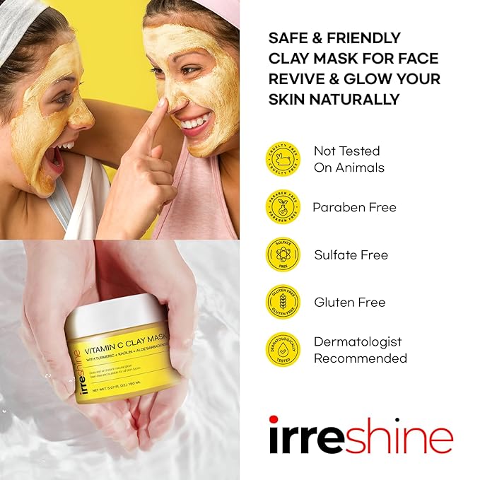 Turmeric Vitamin C Clay Mask: Turmeric Face Mask Vitamin C Clay Mask Clay Mask for Face Clay Face Mask - Vitamin C Clay Mask with Turmeric Vitamin C Face Mask 5.07oz/150ml