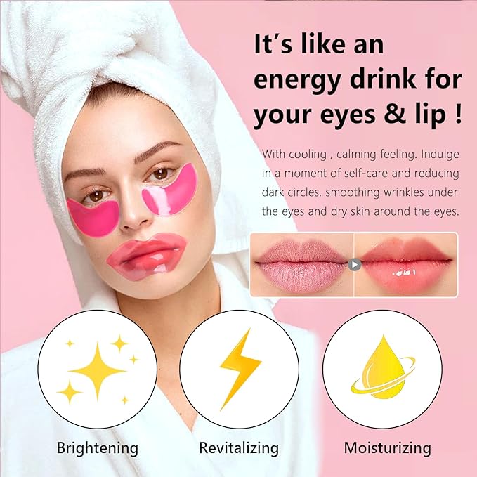 30 Pairs Eye Masks & Lip Masks, Under Eye Patches for Puffy Eyes, Moisturizing Lip Mask Pink Pads, Reducing Fine Lines, Bridal Shower Gifts, Graduation Gifts, Wedding Bridesmaid Gifts, Bulk Gifts