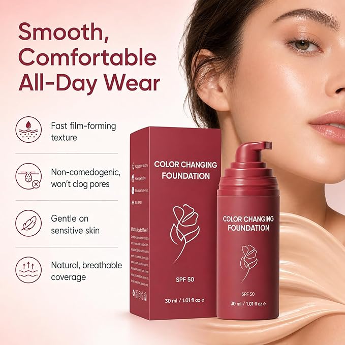 Korean Color Changing Foundation, Foundation For Mature Skin, Concealing Fine Lines And Wrinkles, Moisturizing And Hydrating, Automatically Adjusts Makeup Application (1pc)