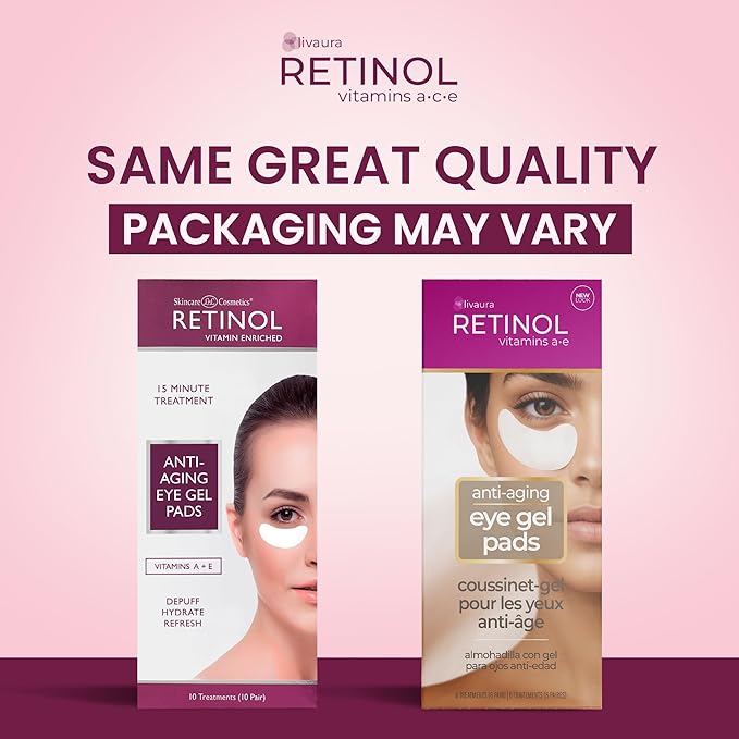 LIVAURA Retinol Anti-Aging Eye Gel Pads – Under Eyes Patches for Dark Circles & Puffiness, Hydrating Collagen Eyes Masks, Cooling Under Eye Gel Patches for Bags, Wrinkles & Fine Lines For Undereye