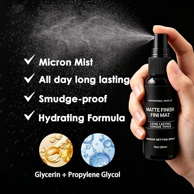 2PCS Makeup Setting Spray Set for Face, Weightless Long Lasting Waterproof Fixing Makeup Setting Face Spray, Smudge-proof, Hydrating & Refreshing Setting Spray Makeup for All Skin Type（I)
