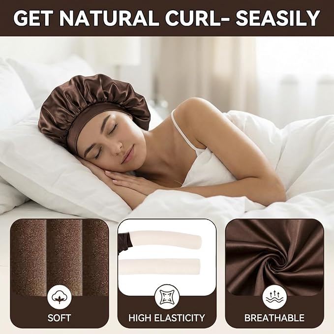 Heatless Curls Overnight Hair Curlers Set – 4PCS Jumbo Velvet Rollers with Shower Cap, No-Damage Flexi Rods for Beautiful Waves