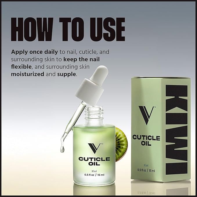 V Beauty Pure Cuticle Oil for Nails - Natural Nail and Cuticle Oil, Softens, Moisturizer, and Conditions, Products for Manicure and Pedicure, Non-Greasy, Promotes Flexibility, Kiwi - 15ml