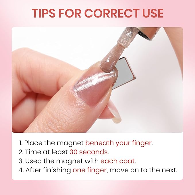 Pink Mermaid Cat Eye Nail Polish Non Gel, Magnetic Nail Polish Lacquer Quick Dry Effect with Magnet Air Fast Dry Manicure DIY Salon 16ml/0.54 oz