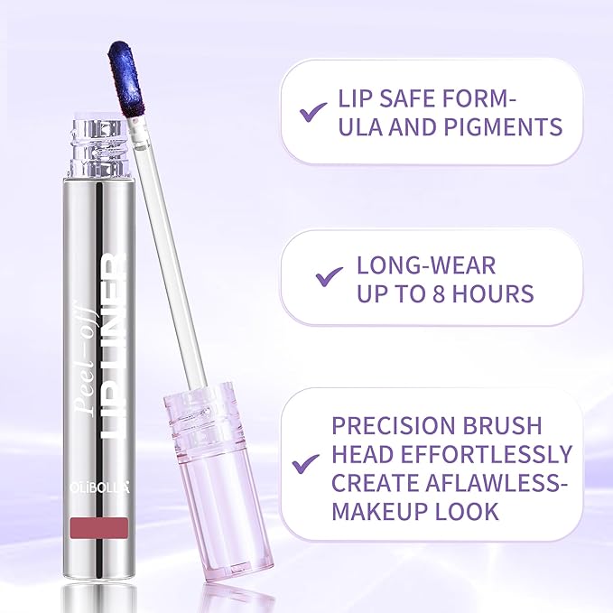 BANGFENG 4Pcs Peel Off Lip Liner Stain Set - 24H Color Hold Long-Lasting, Smudge-Proof, Waterproof Nude Matte Lip Tint, Non-Fading Peel Off Lip Color, Effortless Precision & Full Coverage