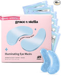 grace & stella Award Winning Under Eye Mask Reduce Dark Circles, Puffy Eyes, Undereye Bags, Wrinkles, Gel Under Eye Patches, New Mom Gifts - Vegan Self Care (48 Pairs, Blue)