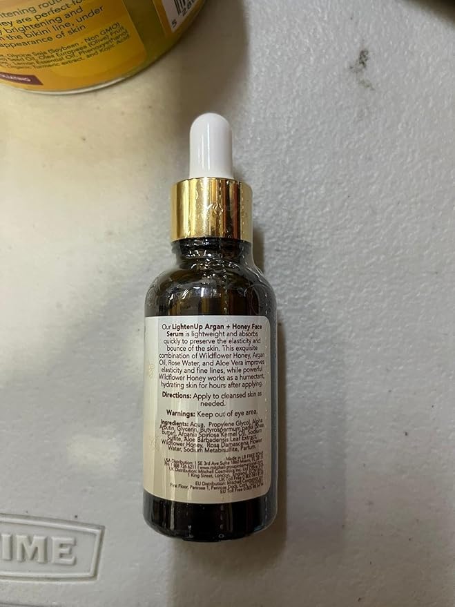 Lighten-Up Honey, Skin Brightening Serum - 1 fl oz / 30ml - Formulated to Fade Dark Spots, Skincare Serum - with Agran Oil, Aloe Vera & Rose Water