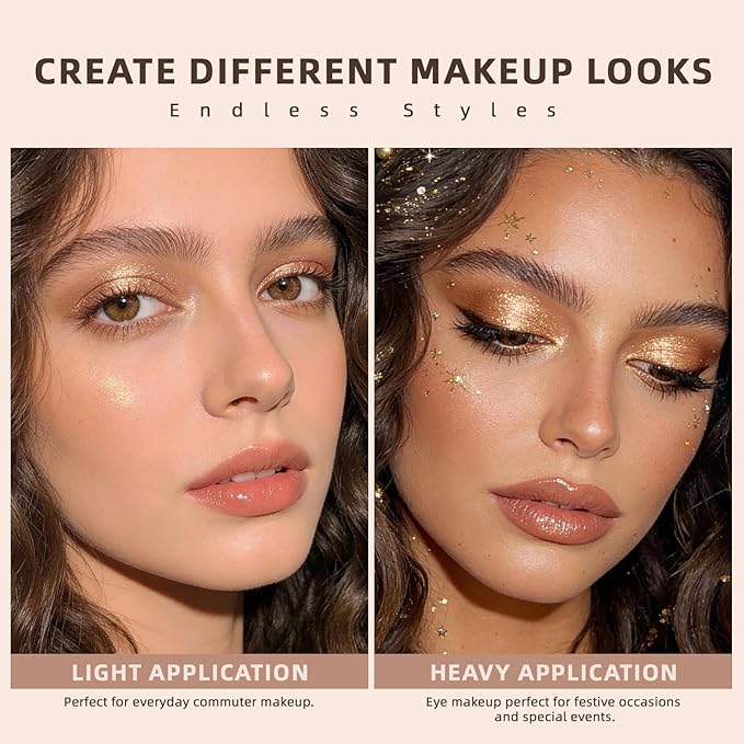 Noerrors Neutral Metallic Shimmer Eyeshadow Palette, Multi-Dimension Liquid Foiled Finish-Champagne, Soft Pink, Hazel, Copper Red, Long Lasting Pigmented Sparkly Glitter Mini Travel Cream Eye Shadow