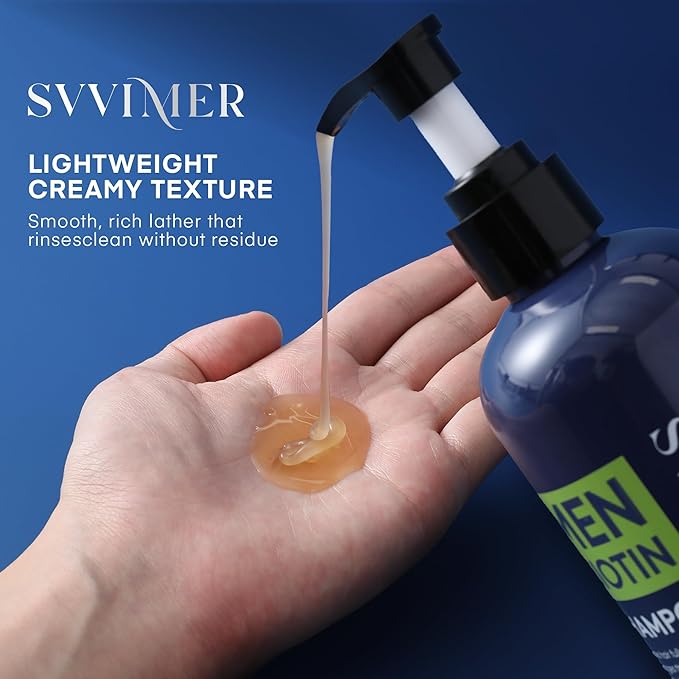 Svvimer Biotin Hair Growth Shampoo - Root Activator Thickening Shampoo for Men - With Rosemary Tea Tree Oil Caffeine For Hair Loss And Thinning Thickening - 13.5 Fl Oz