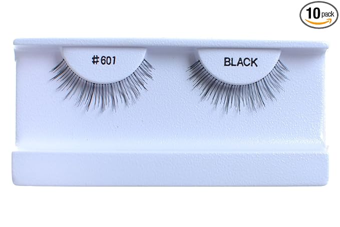 10 Pairs 100% Human Hair False Eyelashes Natural Black #601
