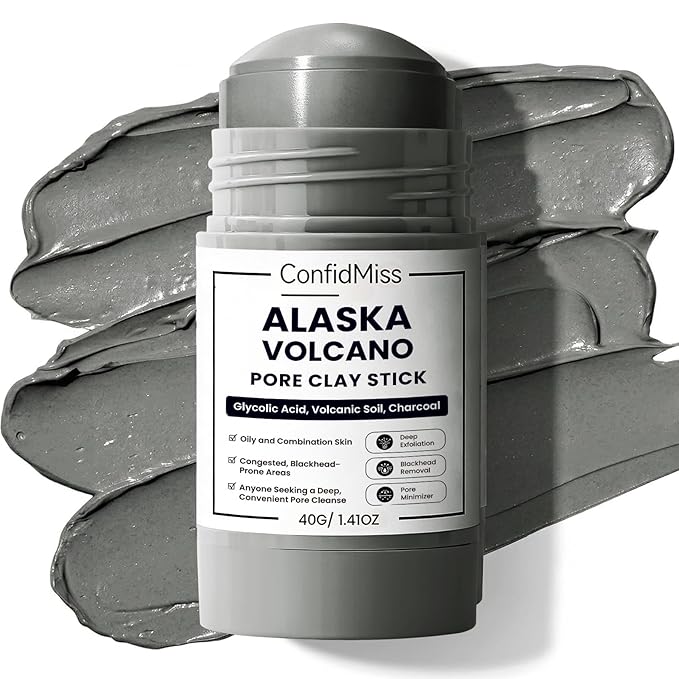 Clay Mask Stick, Deep pore Cleansing, Exfoliator Blackhead Remover Pore Cleanser Gentle Exfoliation Skin Brightening, Hydrating & Moisturizing Face Mud Mask for All Skin Types, Men & Women (Gray)