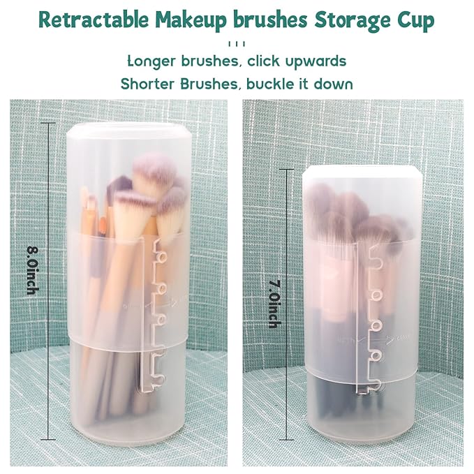 OCHEAL Makeup Brush Holders, 3 Pack of Makeup Brush Organizer Travel Case Retractable Plastic Travel Makeup Brushes Holder for Vanity Makeup Artist Brushes Storage Cup