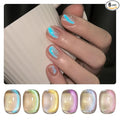 GAOY Cat Eye Gel Nail Polish Set with Magnet for Blue Glitter Holographic Cat Eye, Salon Gel Manicure and Nail Art DIY at Home, Mermaid's Tears