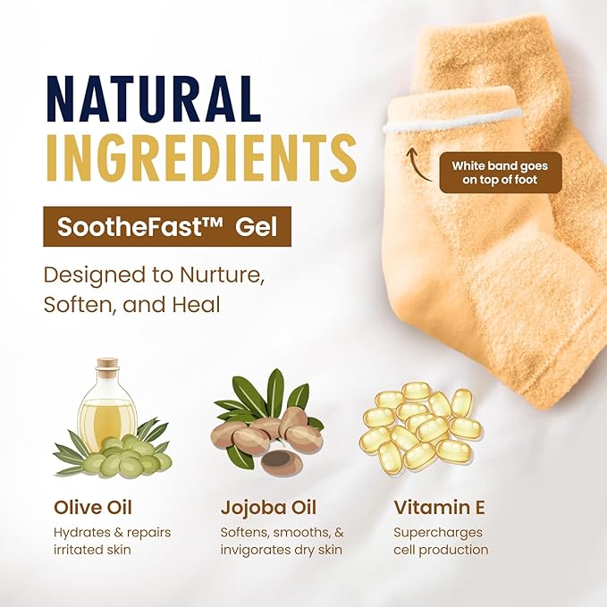 Dr. Frederick’s Original Moisturizing Fuzzy Heel Socks - Cozy Gel-Lined Socks for Dry Cracked Heels - 2 Pairs - Overnight Foot Care with Olive Oil, Vitamin E - Gifts for Women & Men - Citrus Glow