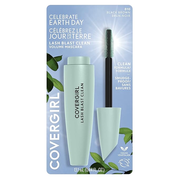 CoverGirl Lash Blast Clean Volume Mascara, Vegan Formula, Volumizing, Smudge-Proof, Black Brown, 1 Count