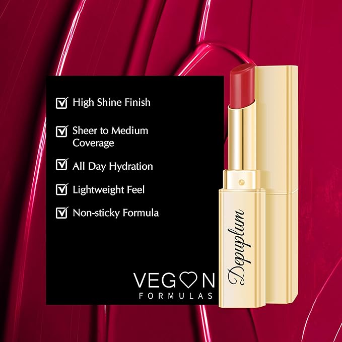 Depuplum Red Lipstick for Women Moisture Lip Gloss Tinted Lip Balm Sheer Lipsticks for Mother's Day Nourishing Hydrate Glossy Lipstick for Dry Lips,DM74 MVP Red
