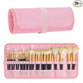 OCHEAL Makeup Brush Holder, Pink Stripes Makeup Brush Organizer,Travel Makeup Brushes Bag Cosmetic Bags Pouch for Women Cosmetic Brushes Makeup Artist -Brushes Not included