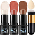 3-in-1 Cream Contour Stick Set - Fair (7+9+11) - Blush, Contour & Highlighter - Long Lasting, Waterproof - Matte & Dewy Finish