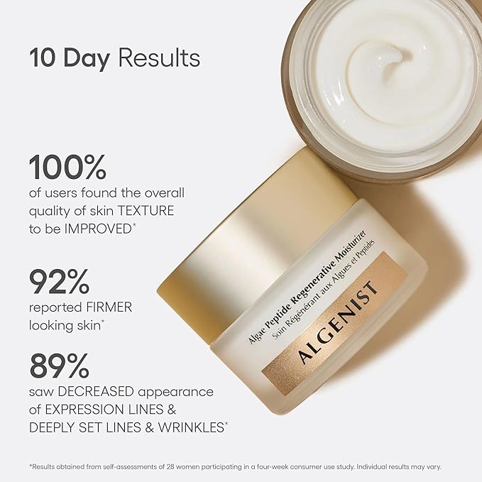 Algenist Algae Peptide Regenerative Face Moisturizer - Lightweight Hydrating Gel Face Cream with Alguronic Acid - Visibly Improves Tone, Texture & Skin Barrier Support - Peptide Skin Care (2 Fl oz)