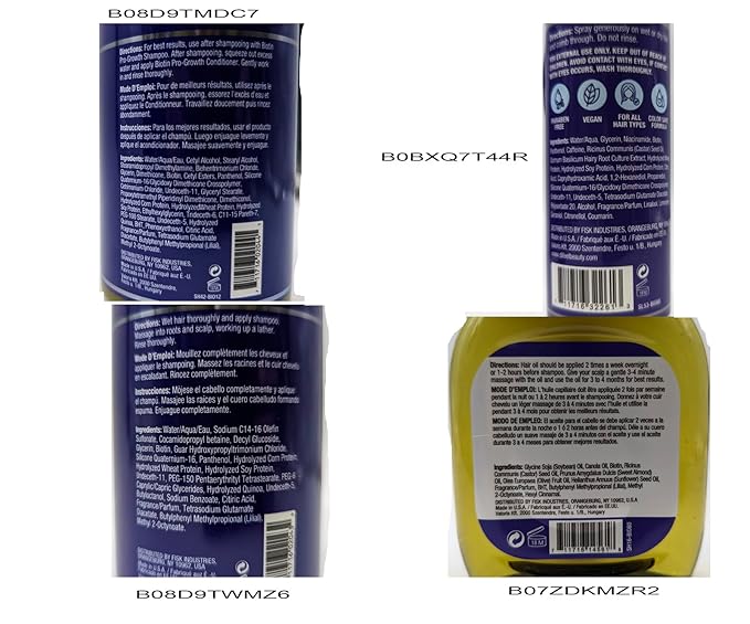 Difeel Biotin Regimen for Hair Growth - 4-Step Shampoo, Condition and Treatment System (4-PC SET) | Difeel