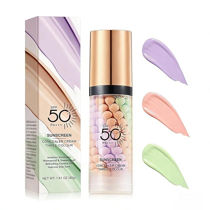 3 In 1 Primer for Face Before Makeup, SPF 50 PA+++, Sunscreen Isolation Cream, One Step Color Corrector Primer, Blurs Facial Serum Oil Control & Moisturizing Skin Tone Correcting, Radiance Skin