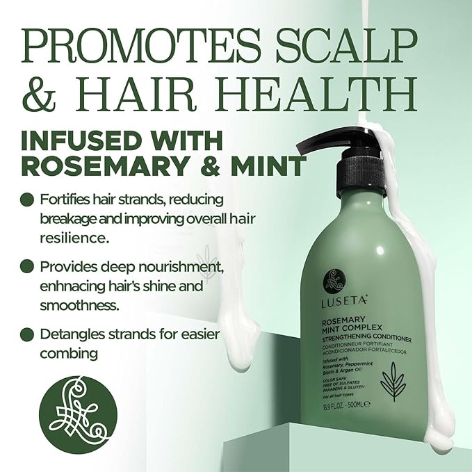 Luseta Rosemary Mint Conditioner, Moisturizing Formula for All Hair Types, Adds Shine Reduces fFrizz for Men and Women 16.9oz