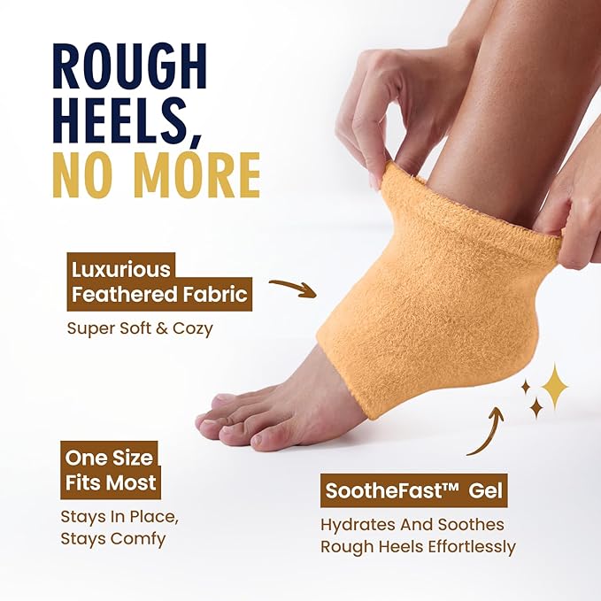 Dr. Frederick’s Original Moisturizing Fuzzy Heel Socks - Cozy Gel-Lined Socks for Dry Cracked Heels - 2 Pairs - Overnight Foot Care with Olive Oil, Vitamin E - Gifts for Women & Men - Citrus Glow
