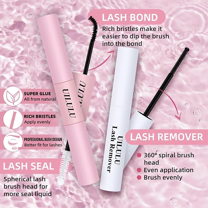 Natural Lash Clusters Kit with Spikes 10-18mm Mix D Curl DIY Extension Eye Natural Lashes False Wispy EyeLash Cluster with Bond & Seal, Glue Remover, Tweezers (U27 Lash Kit)